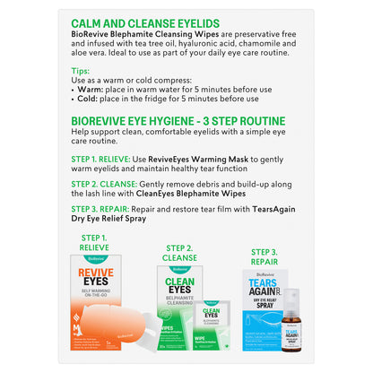 BioRevive CleanEyes Blephamite Cleansing Wipes