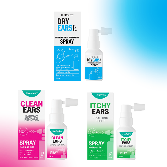 BioRevive Ear Care Essentials Bundle - 8 x CleanEars 8 x ItchyEars & 8 x DryEars