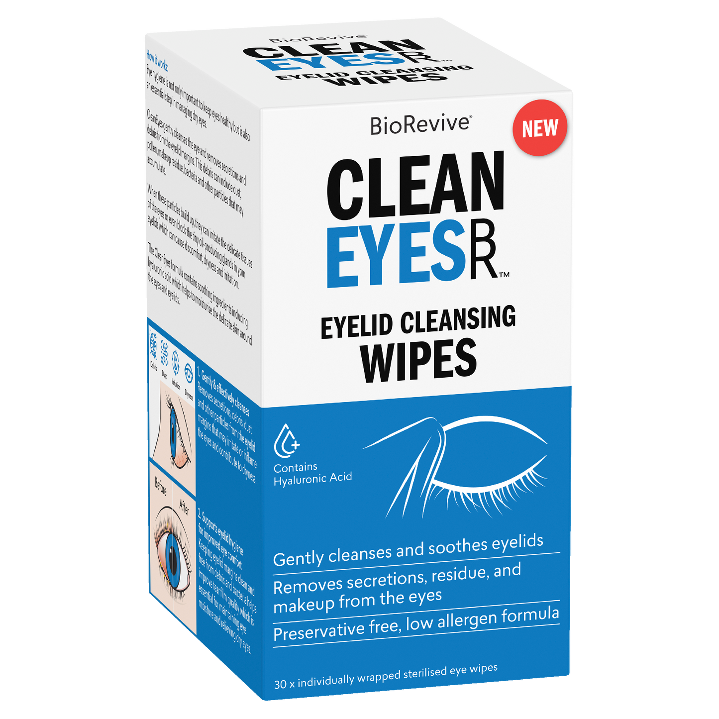 BioRevive CleanEyes Wipes 30 pack