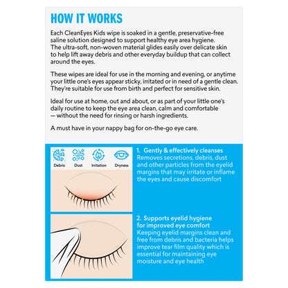 BioRevive CleanEyes Kids Eyelid Cleansing Wipes